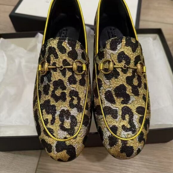 NIB Authentic Gucci Jordaan Horsebit Loafer with Leopard Print - Picture 2 of 4